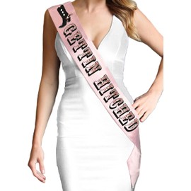 Country Western Wedding Decorations, Gettin Hitched Bride Sash Cowgirl Bachelorette, Blush (Rose Gold), One Size Fits Most