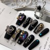 Long Coffin Shaped Luxury Press on Nails - Black Chopin