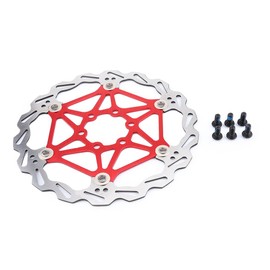 Mountain Bike Floating Disc Brake Rotor 160mm/180mm/203mm, MTB Road ycle Rear Rotors Bolts Brake Pad Cycling Accessory with T25 Screws (160mm Red)