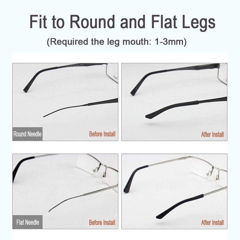 Glasses end caps, Black, blue, white, brown, purple, red