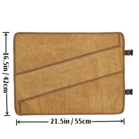 Kamiditer Wrench Roll Up Organizer Pouch - Heavy Duty 16oz Waxed Canvas Tool Bag with 2