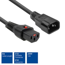IEC Lock Power Cable/Power Cord C13LOCK-C14 BK 3.00 m