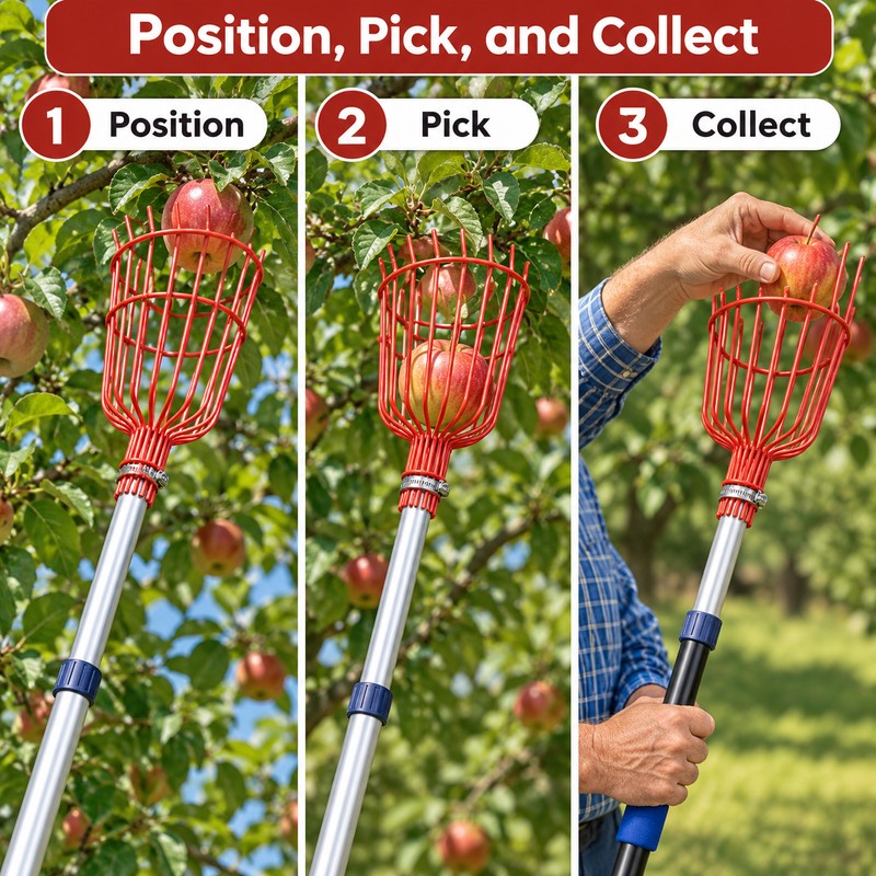 Fruit Picker Tool for Harvesting Apples and Peaches – High-Reach