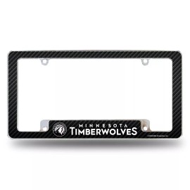Rico Industries Minnesota Timberwolves Metal License Plate Frame Tag Cover, Carbon Fiber...