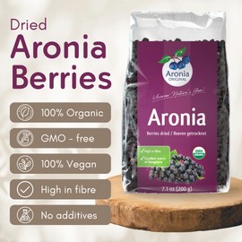 Organic Dried Aronia Berries 7.1 oz (6-Pack) – No Sugar Added | Vegan, Non-GMO, Gently Dried Black Chokeberries | High in Antioxidants & Fiber – Made in Germany