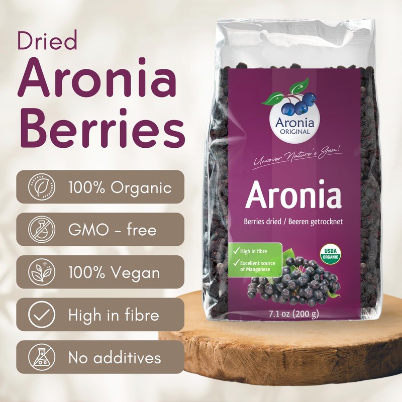 Organic Dried Aronia Berries 7.1 oz (6-Pack) – No Sugar
