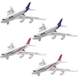 CLKDPNO AirPlane Toys-4 Piece Pull Back Plane Toys Set - Diecast Aeroplane Model Age 2+ for Boys & Girls, Easy to Play Christmas & Birthday Gifts