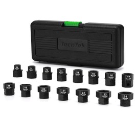 TecoTek 15-Piece 1/2-Inch Drive Metric Low Profile Impact Socket Set, Stubby Socket Set, 10mm-24mm, No Skips Sizes, 6 Point, Cr-Mo, Shorter Socket for Tight Areas