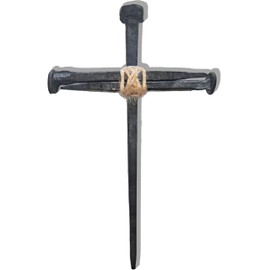 LeMeeOly Passion of Jesus Christ Crucifixion Nail, Metal Cross for Wall Decor, 3PCS Handmade Flat-Head Nails DIY Crafts 8’’,Christian Style Decor for Church Home Easter Christmas Memorials