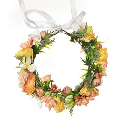 Merroyal Flower Girl Crown Bride Floral Crowns Maternity Bridesmaid Hair Wreath Wedding Photo Props (Multicoloured)