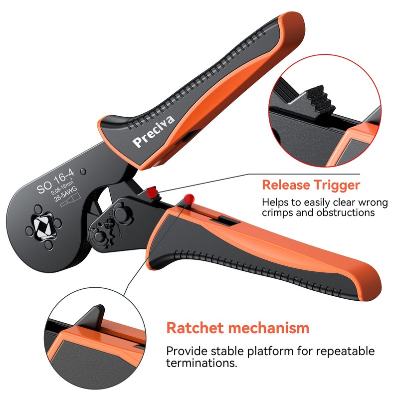 0.08-16mm² Bootlace Ferrule Crimping Tool, Preciva AWG 28-5 Crimping Tools