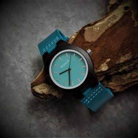 Holzwerk Germany Handmade Designer Women's Watch Eco Natural Wood Watch Leather Strap Watch Analogue Classic Quartz Watch in Blue Turquoise Black Brown, turquoise, Strap.