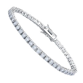 Kose 925 Sterling Silver Bracelets for Women and Men | Princess and Round Cut 3mm Cubiz Zironia Classic Tennis Bracelet | Size 6.5-8 inches (Round, 6.50")
