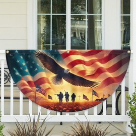 FLAGWIX American Flag Memorial Day Honor The Fallen Veteran Patriotism Non-Pleated Fan Flag TQN2851FL, 1.5x3 ft, 1 Pack Suitable for Outdoor and Indoor