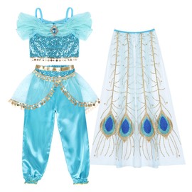 COTRIO Princess Costume for Girls Dress Up Princess Cosplay Costumes for Kids with Wig 3-4 Years