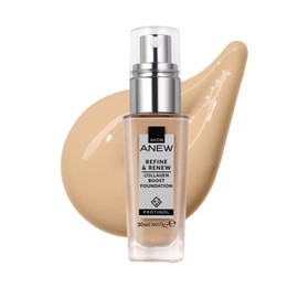 AVON Anew Protinol Refine & Renew Foundation SPF30-30ml | Collagen Boosting, Buildable, Resilient, Plumper & Firming-Looking Complexion, Lightweight & Radiant Finish & Feel, 125G