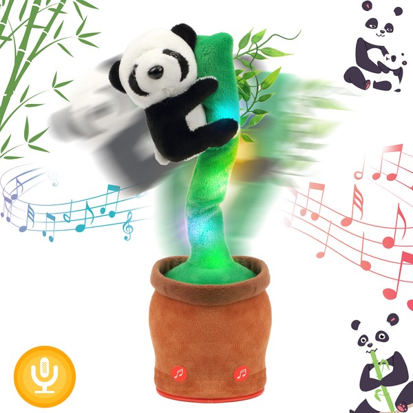 Hopearl Glowing Dancing Panda Toy with Bamboo Repeats What You