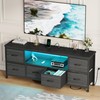 Lulive TV Stand for Bedroom, LED Rustic Brown Dresser for