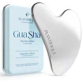 PLANTIFIQUE Gua Sha de Acero Inoxidable - Piedra Gua Sha Facial y Corporal para Tonificar y Reafirmar la Piel - Masajeador Facial para Drenaje Linfático, Guasha Antiarrugas para Masaje Facial