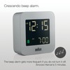 Braun Digital Travel Alarm Clock with Snooze, Compact Size, Negative