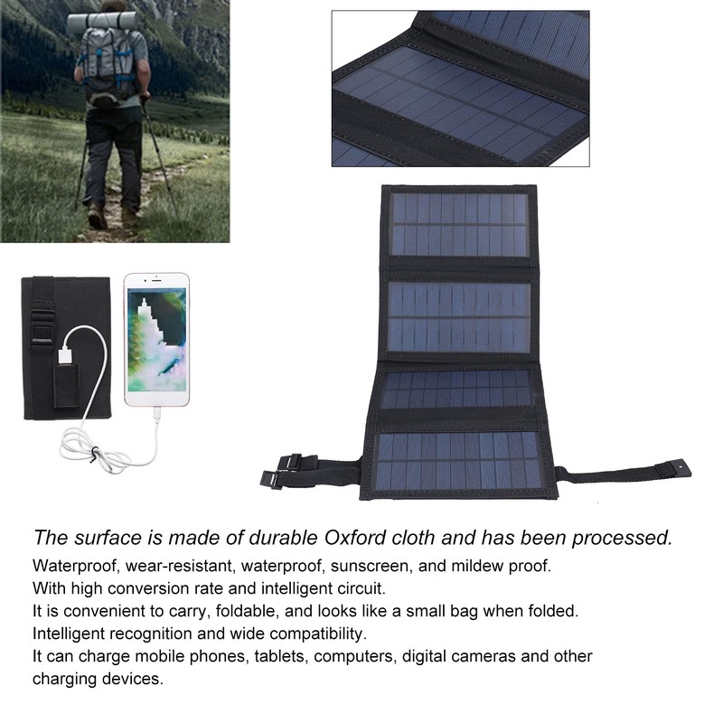 20W Portable Solar Panel, Foldable USB Solar Panel, IP65 Waterproof