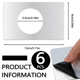 Bagentry 6 Pieces Rectangular Door Reinforcement Plate Stainless Steel, Handle Fixing Cover Door Knob Plate Scar Filler Repair, Thick Deadbolt Lock Hole Cover with Adhesive Tapes (6, Silver)