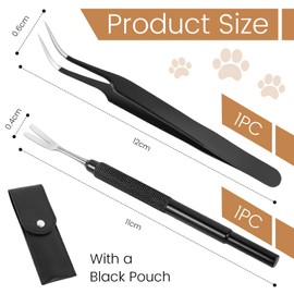 Muorruo 2 Piece Premium Tick Removal Tool, Stainless Steel Tick and Flea Removal Device for Pets, Dogs, Cats and Humans, Safe Tick Puller and Precision Tweezers