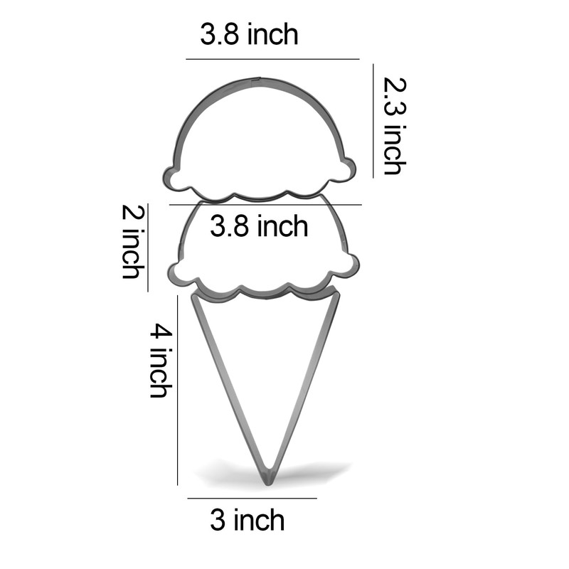 Keewah Stackable Ice Cream Cone Cookie Cutter Set, 3 Piece,