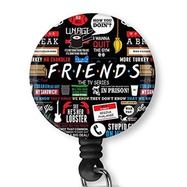 Friends TV Series Quotes Retractable ID Card Badge Holder with Alligator Clip, Name Nurse Decorative Badge Reel Clip on Card Holders