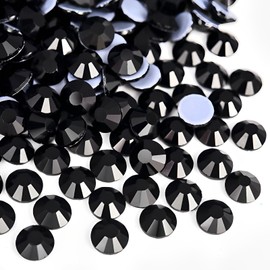 Jollin Hot Fix Crystal Flatback Rhinestones Glass Diamantes Gems 8.4mm(40ss 144pcs, Jet)