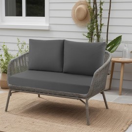 idee-home Outdoor Loveseat Cushions Set 46" x 26", Outdoor Cushions for Patio Furniture with Waterproof & Color Fastness Covers, 1PC Outdoor Seat Cushion 2PCS Couch Back Cushions for Garden Chair