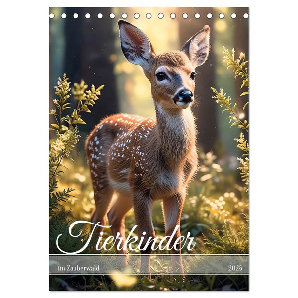 Tierkinder im Zauberwald (Desk Calendar 2025 DIN A5 High), CALVENDO