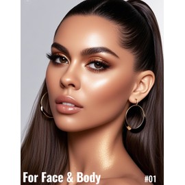 Erinde Glitter Highlight Palette, Shimmer Make-Up Highlighter Powder, Long-Lasting Glow Highly Pigmented Face Powder, Radiant Glow with Light Reflections, for Face and Body Contouring, 3.5 g