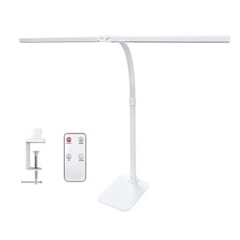 MACASA Double Head LED Desk Lamp with Anti-Glare Cover Computer Desk Lamp for Home Office 24W Brightest Desk Light Office Lamp for Workbench Drafting Architect with Clamp and Base