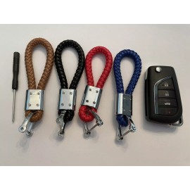 Unbranded Key Chain Holder for Mitsubishi Eclipse Cross Keychain Leather Strap Keyfob Ring - brown