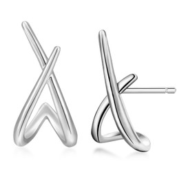 AMLEBE Aretes de Oro 14k para Mujer, Minimalist, Aretes Hipoalergénico Mujer, Regalos para Mujer, Novia, Madre (plata)