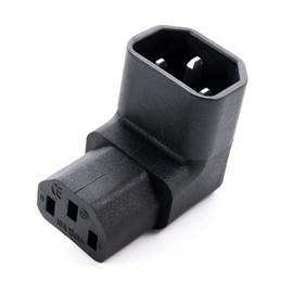 3-Pin Conversion Connector, L-Shaped, Upward Facing, Ensuring Power Cord Burden and Wiring Space! (Rated: 10A/250V), Converts 3-Pin Female (IEC 60320 C13) to 3-Pin Male (IEC 60320 C14)