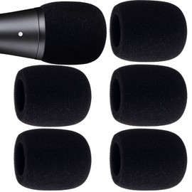 VARMDUKKE 6pcs Foam Microphone Covers, Thickened Handheld Microphone Windscreens, Elastic Replacement Foam Mic Cover Cap Protector for Stage, Performance - Black