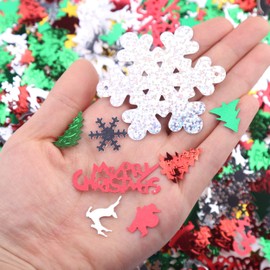 DIYASY Christmas Glitter Confetti,4800 Pcs/3.5 Oz Snowflake Christmas Tree Shape Color Confetti Sprinkles for Holiday Table Centerpiece Decoration