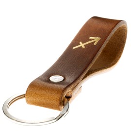 ELBERCRAFT® Keyring Leather Zodiac Sign Chrome Free Zodiac Sign, Sagittarius 23.11. - 21.12, Vintage