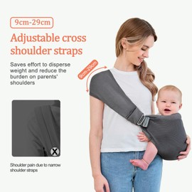 Baby Sling Carrier,Baby Carrier Newborn to Toddler,Toddler Carrier,Portable Lightweight & Spreadable Shoulder Straps (Dark Grey)