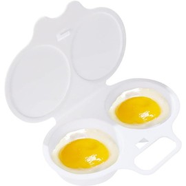 White Egg Poacher, Microwave Egg Boiler Poacher, 2 Cavity Nonstick Poached Egg Maker With Lid,Microwave Egg Cooker, Double Drain Poached Egg Cups Cookware,Specialty Cookware,Kitchen and Dining