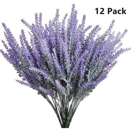 PUBAMALL Lavanda Artificial, para decoración del hogar, Fiesta, Boda, jardín, Oficina, Patio, decoración (púrpura, 12 Pcs)