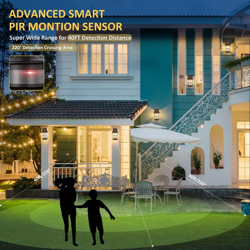 2 Packs Motion Sensor Outdoor Wall Lights - Upgrade Dusk