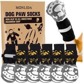 6 PCS Calcetines antideslizantes para perros,Protector de patas para perros con doble agarre lateral,Control de tracción en suelos de madera para cachorros, perros pequeños, medianos y grandes