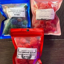 12oz 3 Pack OF Sour Blue RAZ, Watermelon, Strawberry Gummy Candy