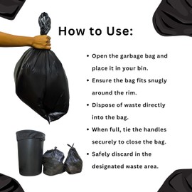 Jiaz Enterprises Black Garbage Bags for Dustbin,Kitchen, Bathroom, Bedroom, Office, Kitchen Trash Can Biodegradable,Unscented (Large- 24 x 32 Inches | 15 Bags x 3 Rolls | 45 Count)