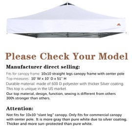 SCOCANOPY Commercial 10x10 Canopy Replacement Top with Air Vent,Canopy Cover ONLY, (White)