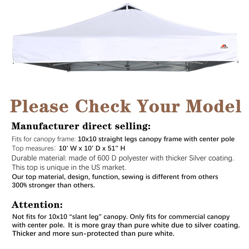 SCOCANOPY Commercial 10x10 Canopy Replacement Top with Air Vent,Canopy Cover