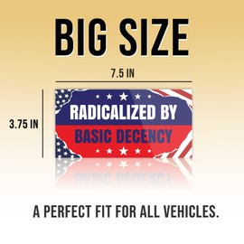 Radicalized by Basic Decency Bumper Sticker FDT Resist Anti Funny Liberal Feminist Social Justice Feminist Human Rights Flag Vinyl Decal for Car Truck, Waterproof UV-Resistant 7.5x3.75in